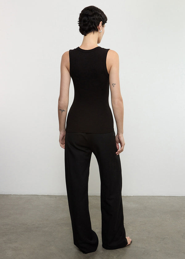 Enza Costa Textured Knit Sleeveless U Black