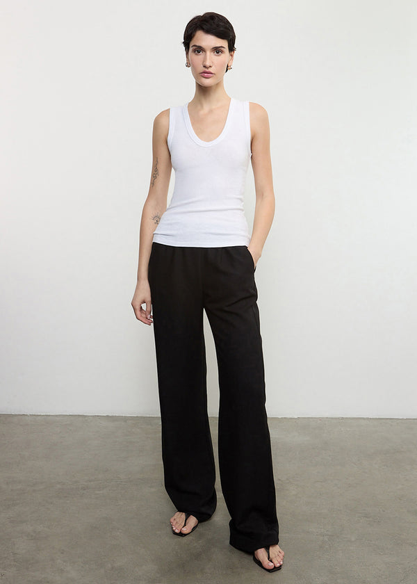 enza costa Textured Knit Sleeveless U White