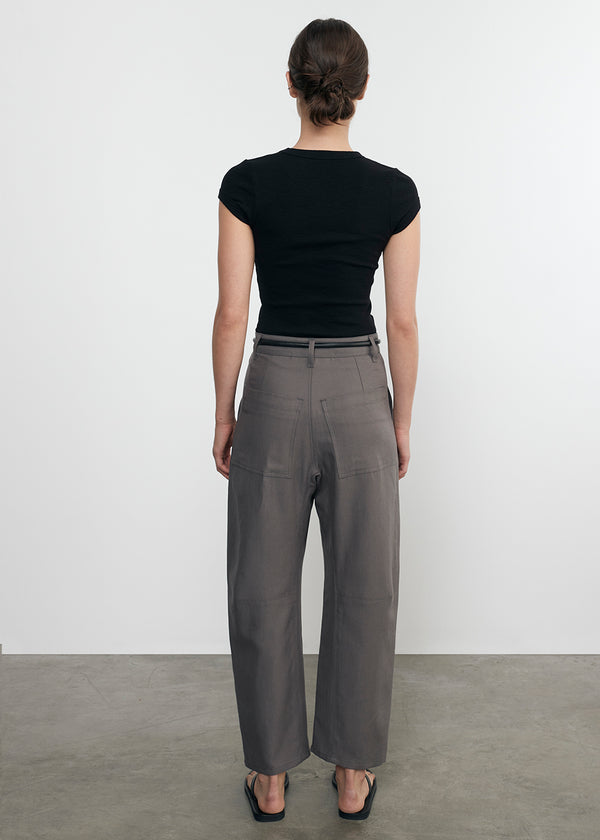 Enza Costa Textured Rib Cap Sleeve Crew Black