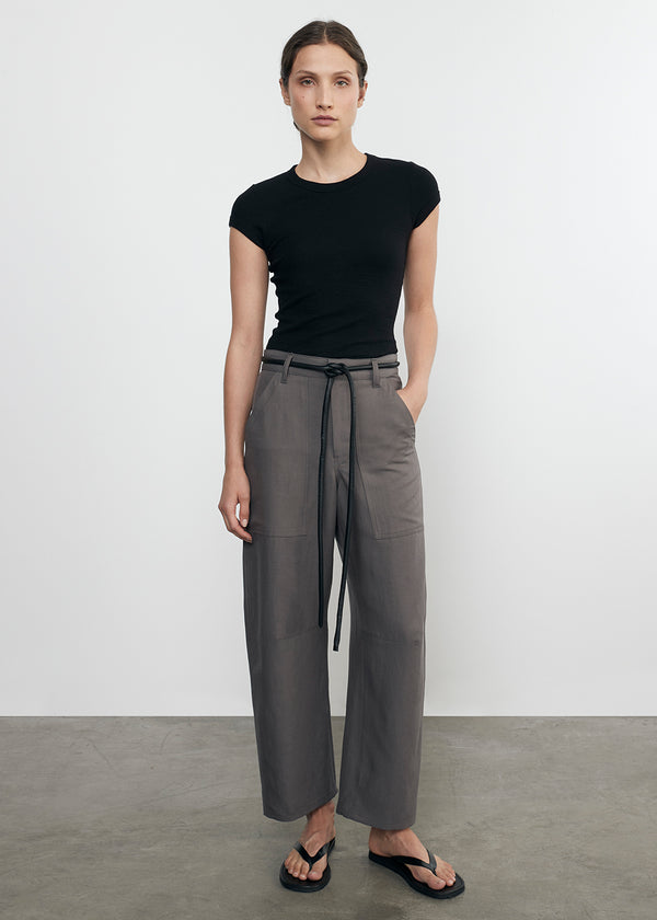 enza costa Textured Rib Cap Sleeve Crew Black