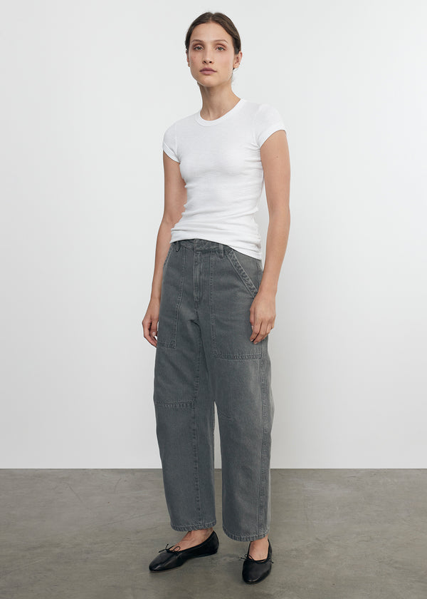 Enza Costa Textured Rib Cap Sleeve Crew White