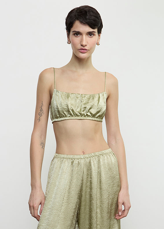 enza costa Textured Satin Bralette Celadon