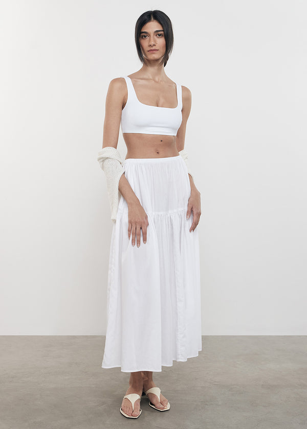 Enza Costa Tiered Maxi Skirt White