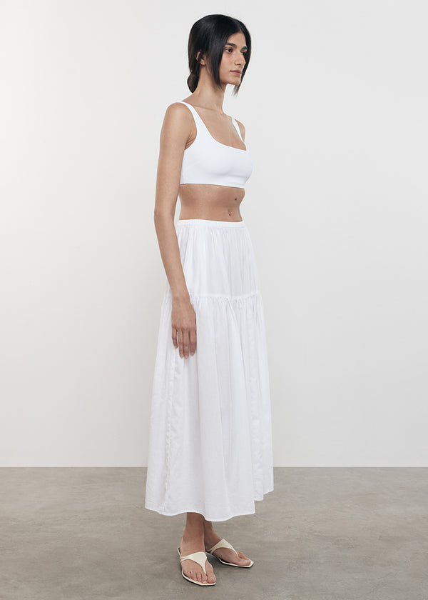 Enza Costa Tiered Maxi Skirt White