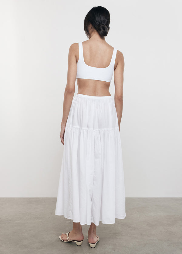 Enza Costa Tiered Maxi Skirt White