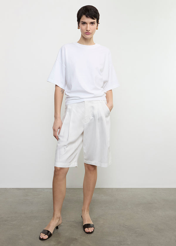 Enza Costa Twill Pleated Short Off White