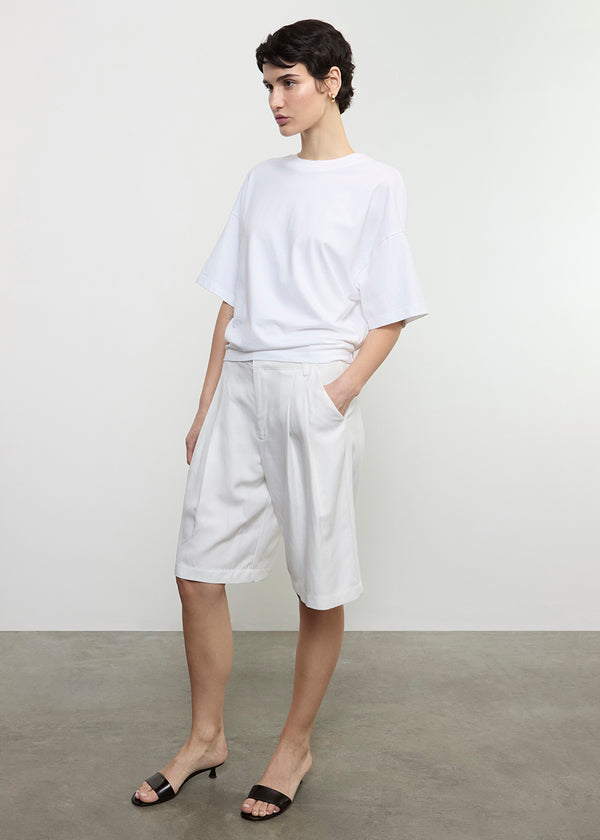 Enza Costa Twill Pleated Short Off White