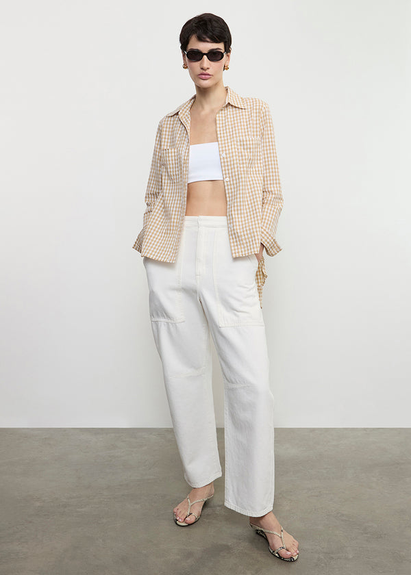 enza costa Utility Pant in Italian Denim Ecru