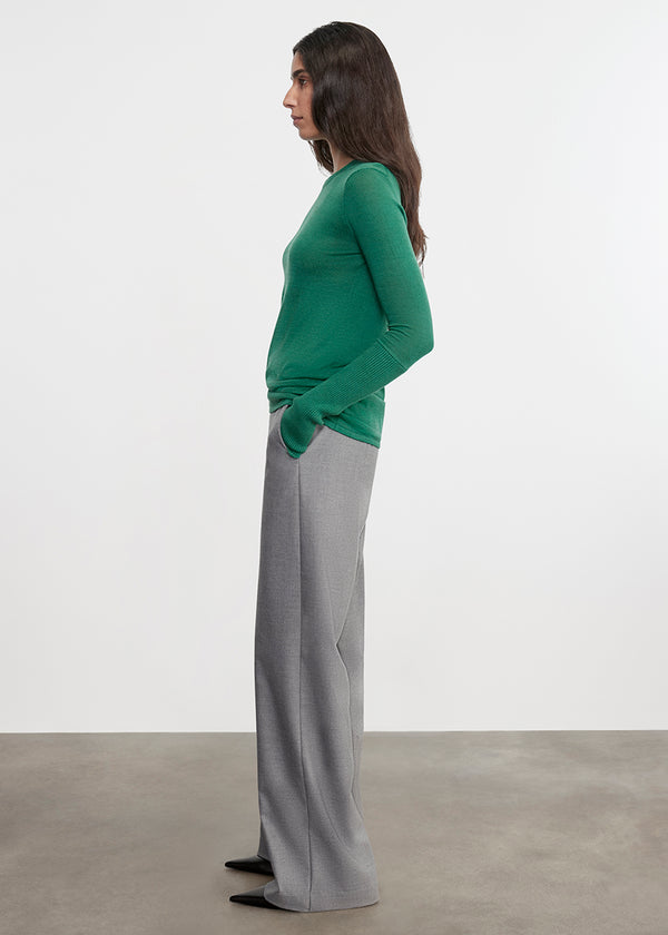 Enza Costa Fine Cashmere Knitted Crewneck Sweater Emerald