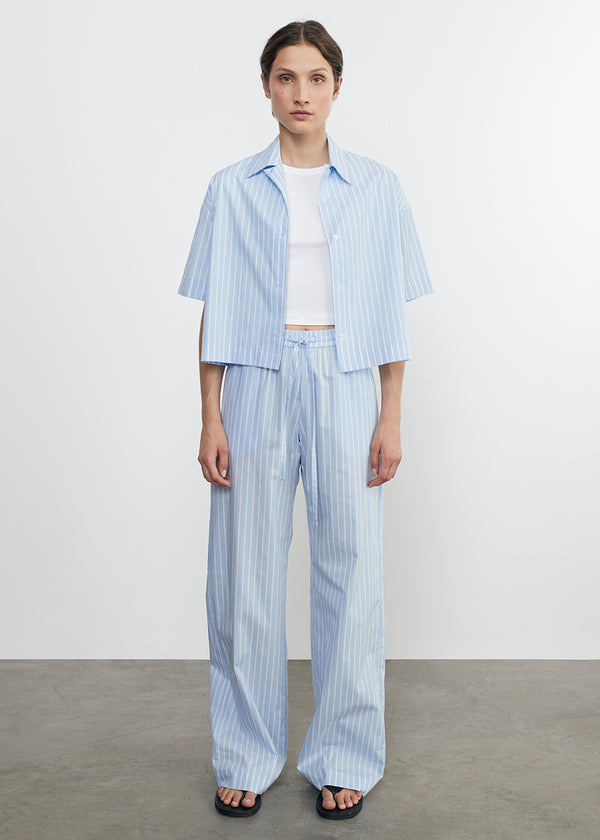 Enza Costa Poplin Resort Pant Light Blue/White Stripe