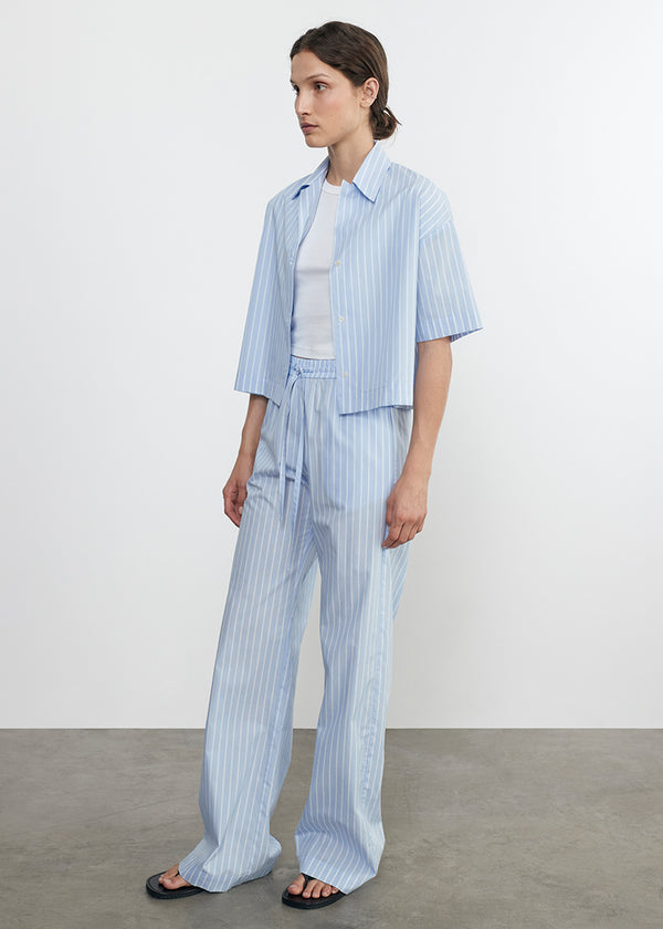 Enza Costa Poplin Resort Pant Light Blue/White Stripe