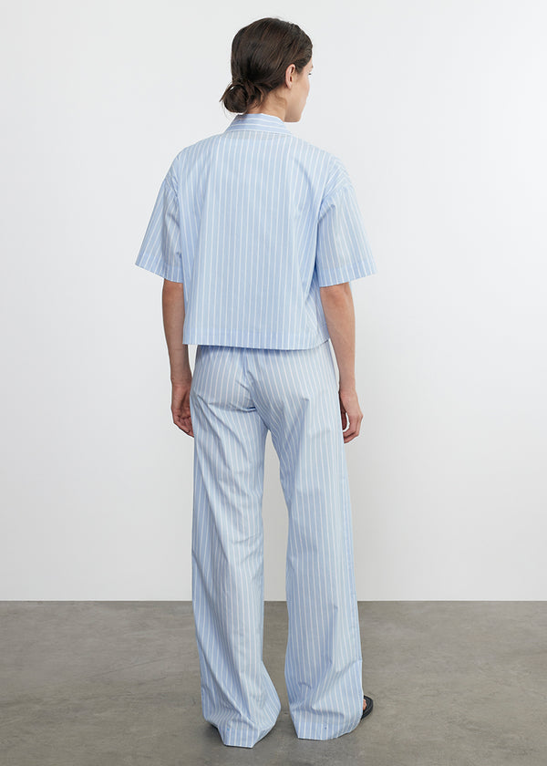 Enza Costa Poplin Resort Pant Light Blue/White Stripe