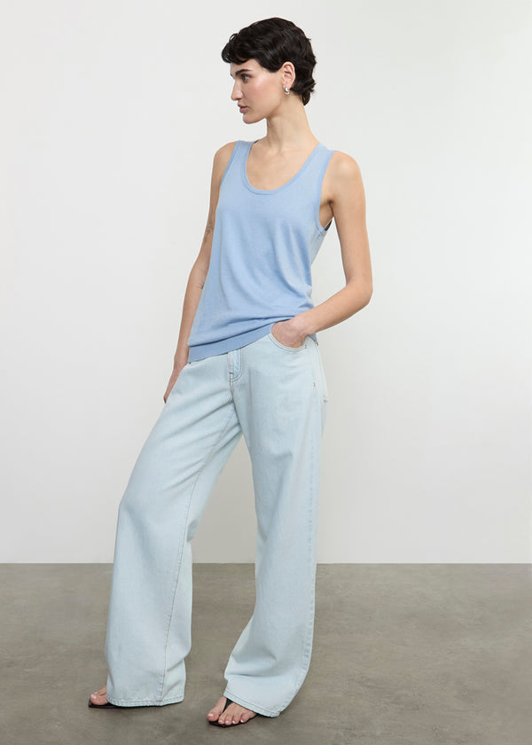 Enza Costa Slouchy Straight Jean In Italian Denim Bleach