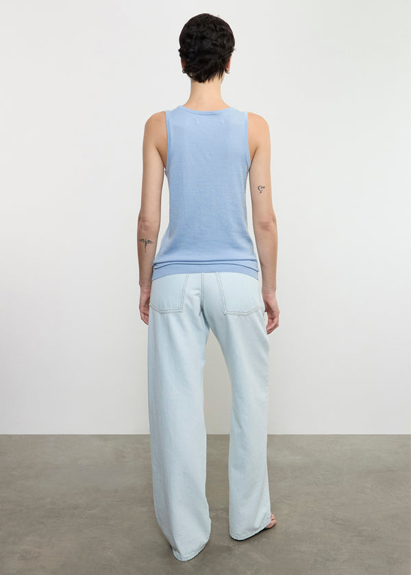 Enza Costa Slouchy Straight Jean In Italian Denim Bleach