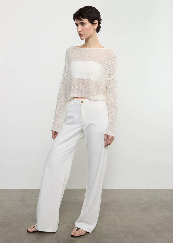 Enza Costa Slouchy Straight Jean In Italian Denim Ecru