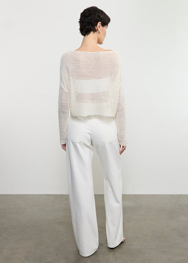 Enza Costa Slouchy Straight Jean In Italian Denim Ecru