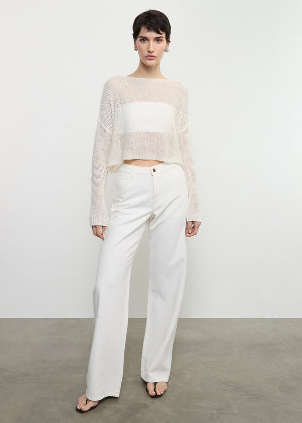 enza costa Slouchy Straight Jean in Italian Denim Ecru