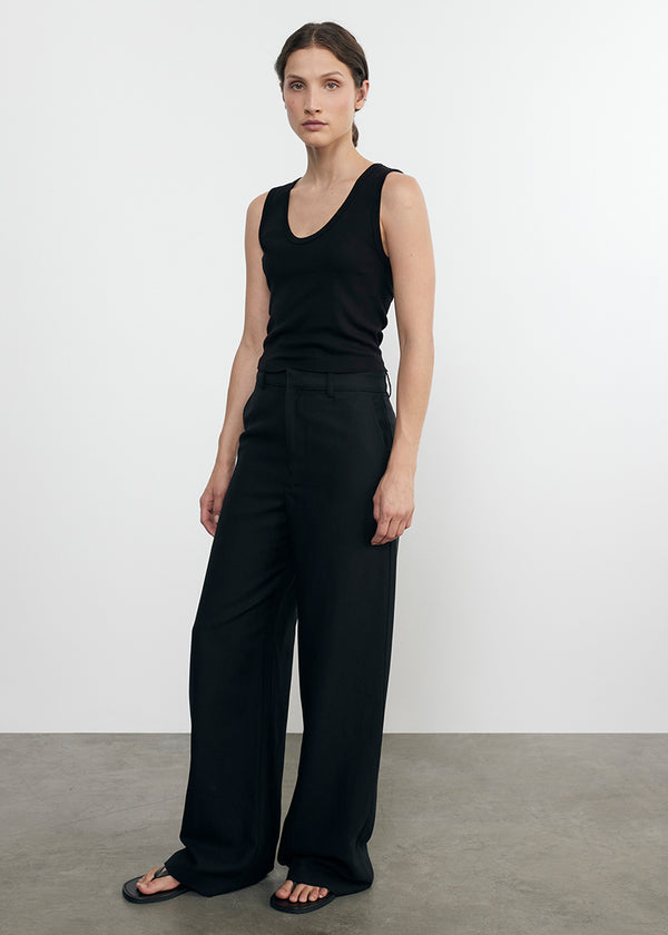 Enza Costa Supima Baby Rib Cropped Fitted U Tank Black