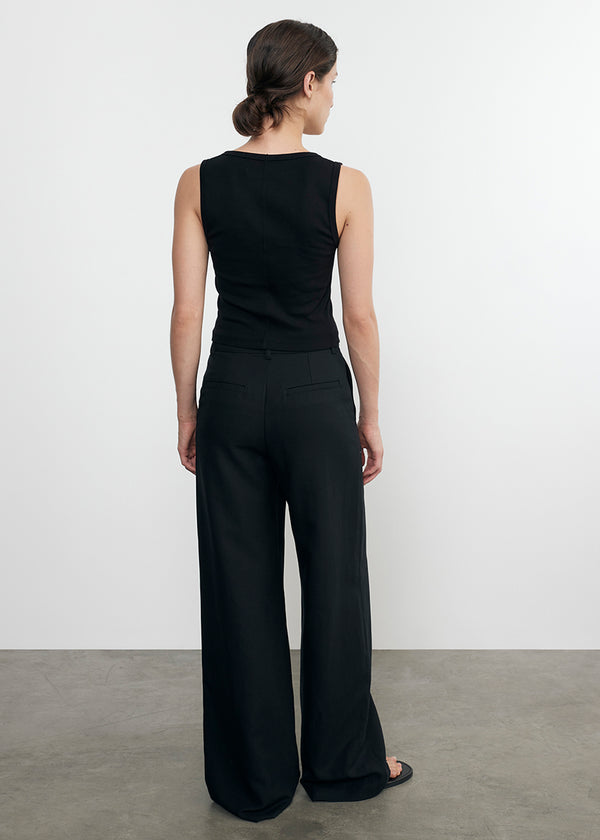 Enza Costa Supima Baby Rib Cropped Fitted U Tank Black