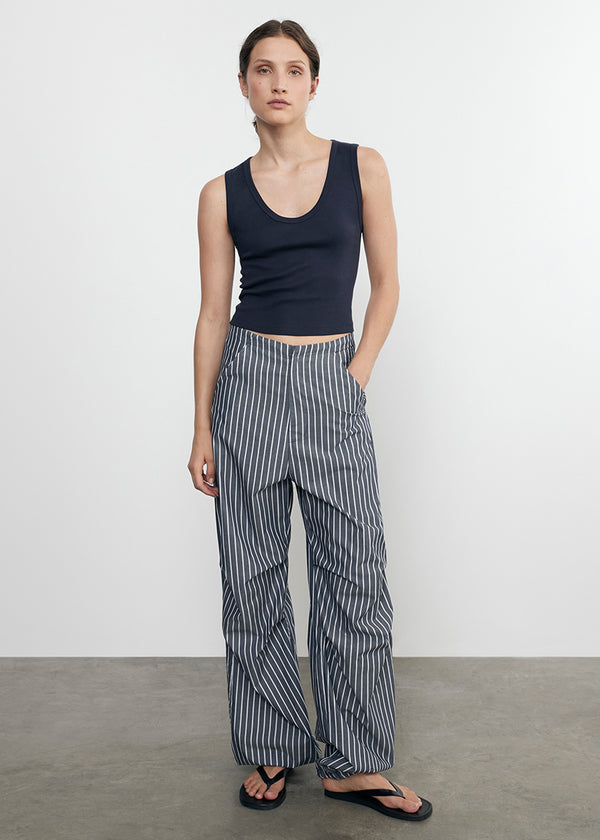 Enza Costa Supima Baby Rib Cropped Fitted U Tank Indigo