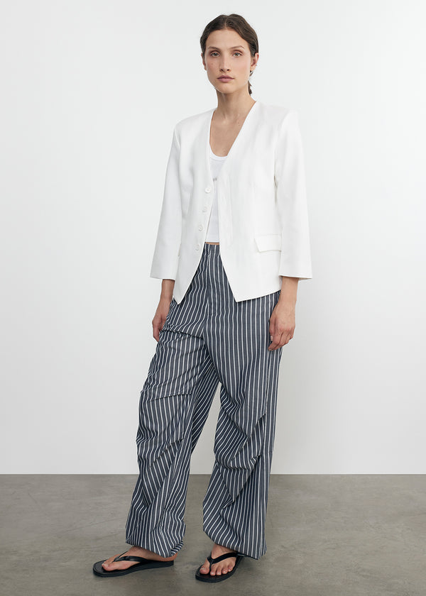 Enza Costa Supima Baby Rib Cropped Fitted U Tank White