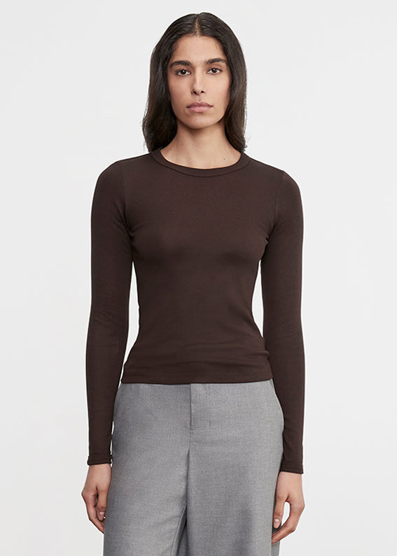 Enza Costa Supima Cotton New Classic L/S Tee Coffee Bean