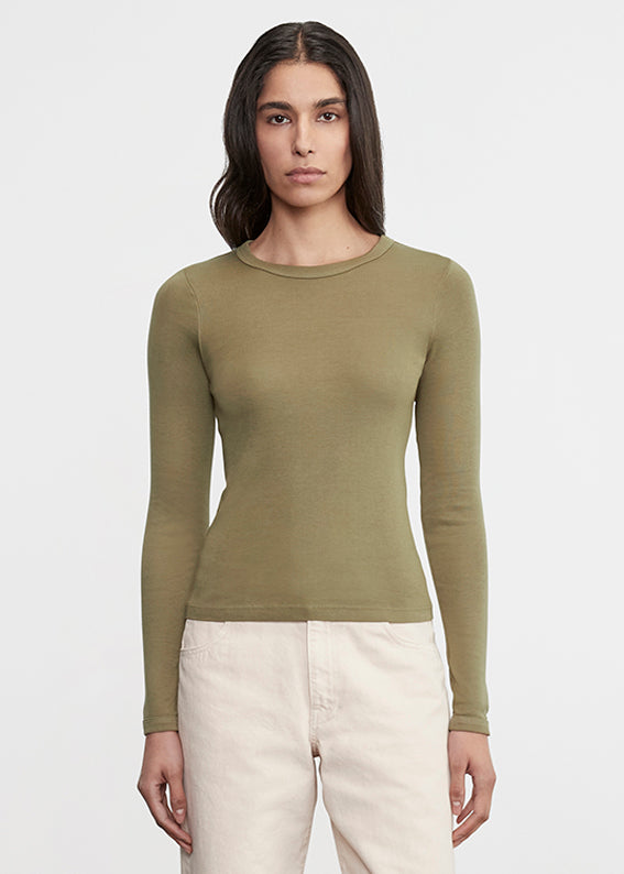 Enza Costa Supima Cotton New Classic L/S Tee Olive Stone