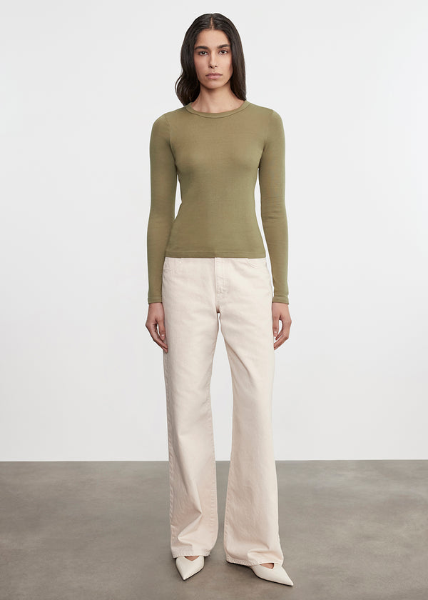 Enza Costa Supima Cotton New Classic L/S Tee Olive Stone