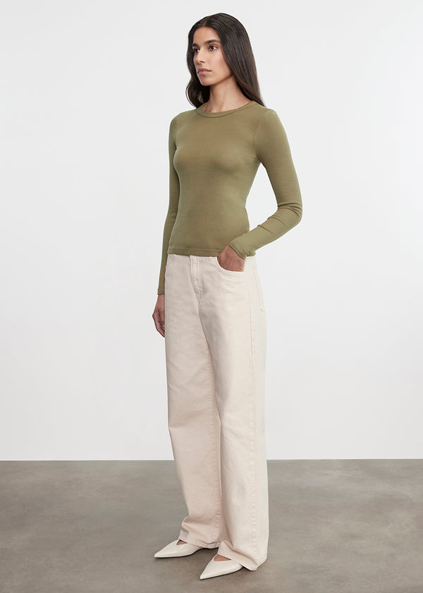 Enza Costa Supima Cotton New Classic L/S Tee Olive Stone