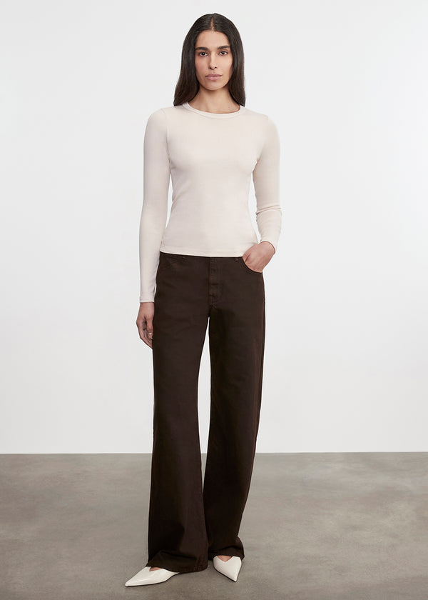 Enza Costa Supima Cotton New Classic L/S Tee Parchment