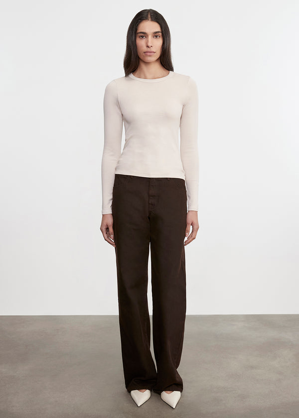 enza costa Supima Cotton New Classic L/S Tee Parchment