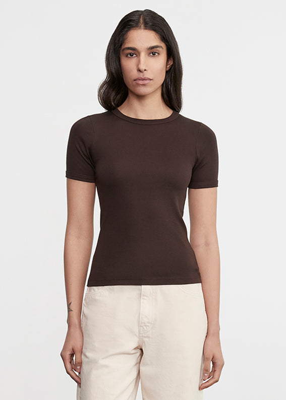 Enza Costa Supima Cotton New Classic S/S Tee Coffee Bean