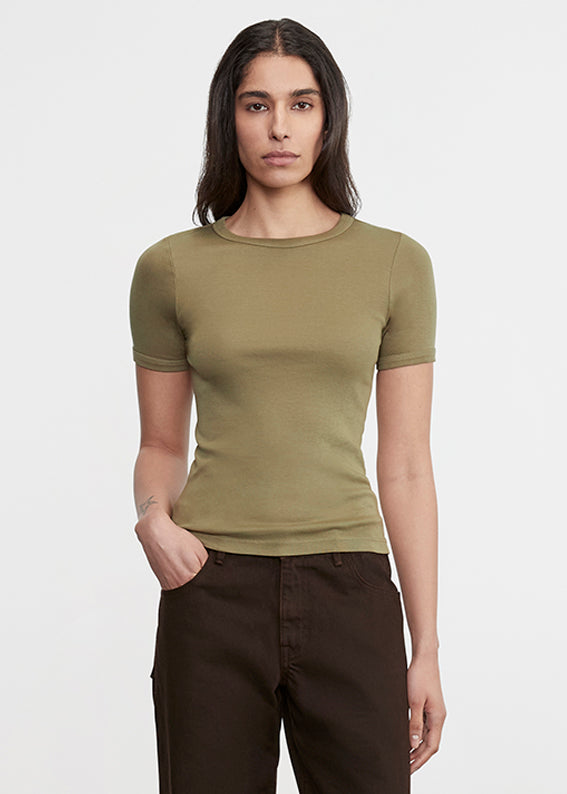Enza Costa Supima Cotton New Classic S/S Tee Olive Stone