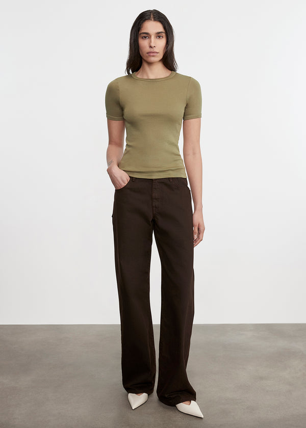 Enza Costa Supima Cotton New Classic S/S Tee Olive Stone