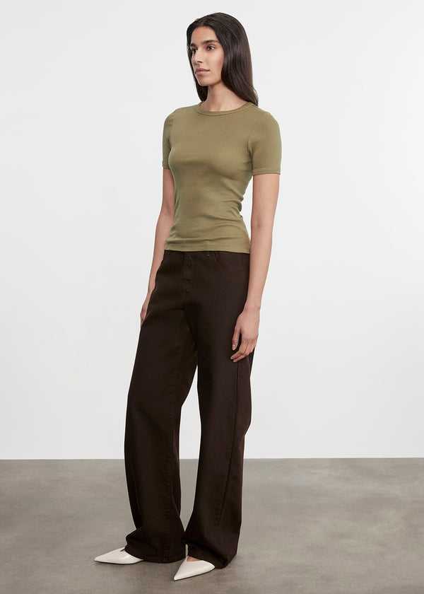 Enza Costa Supima Cotton New Classic S/S Tee Olive Stone