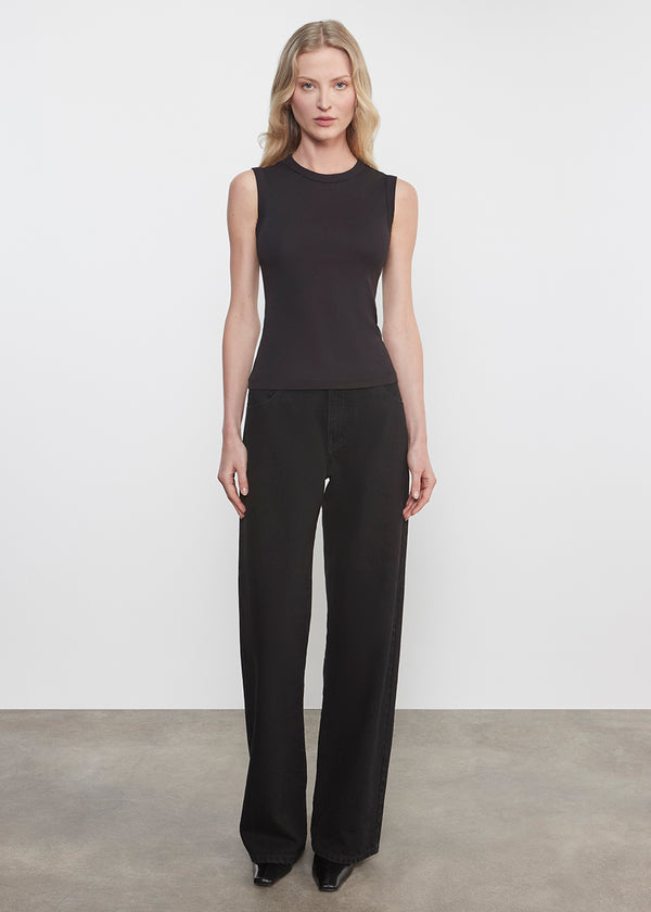 Enza Costa Supima Cotton New Classic Sleeveless Tee Black