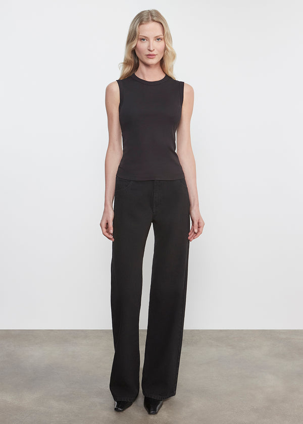 Enza Costa Supima Cotton New Classic Sleeveless Tee Black