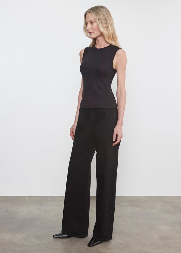 Enza Costa Supima Cotton New Classic Sleeveless Tee Black