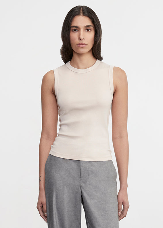 Enza Costa Supima Cotton New Classic Sleeveless Tee Parchment