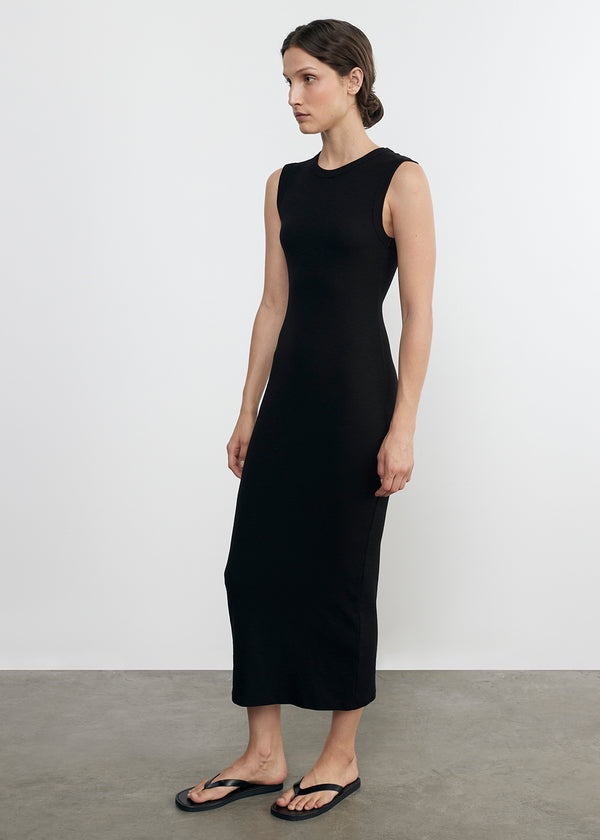 Enza Costa Textured Knit Sleeveless Maxi Dress Black