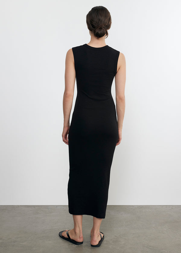 Enza Costa Textured Knit Sleeveless Maxi Dress Black