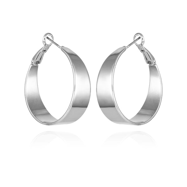 enzo angiolini Band Thick Hoop Earrings Silver Tone