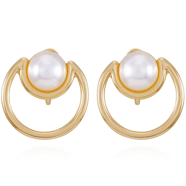 Enzo Angiolini Goldtone Pearl Clip On Earrings Gold Tone