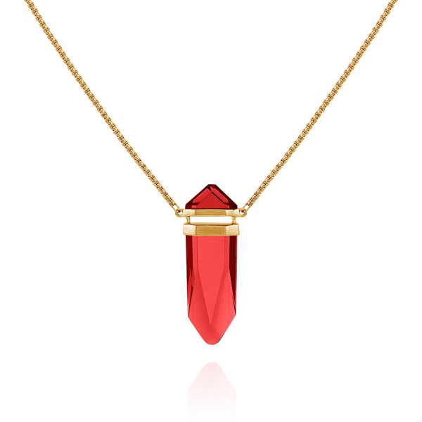 enzo angiolini Goldtone Red Crystal-Shape Stone Pendant Long Necklace Gold Tone