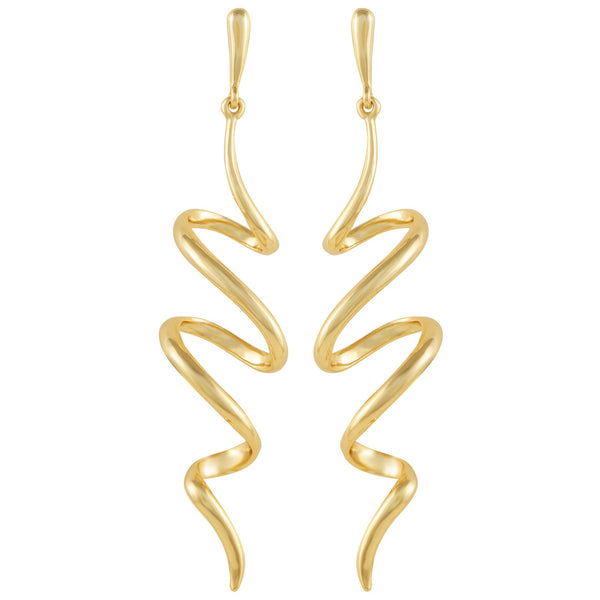 Enzo Angiolini Goldtone Spiral Corkscrew Earrings Gold Tone