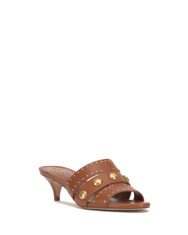 Enzo Angiolini Kyler Studded Kitten Heel Sandal Caramello