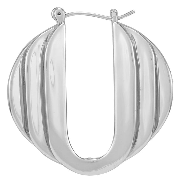 Enzo Angiolini Stacked Link Hoop Earrings Silver Tone
