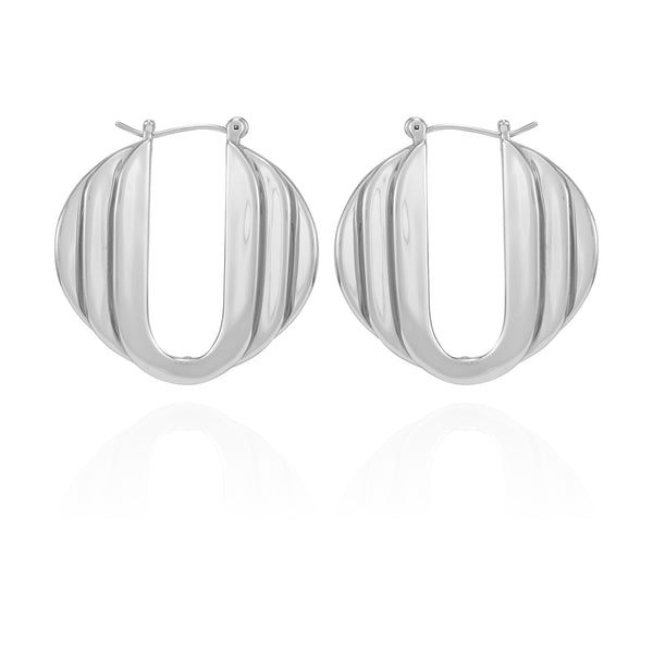 enzo angiolini Stacked Link Hoop Earrings Silver Tone