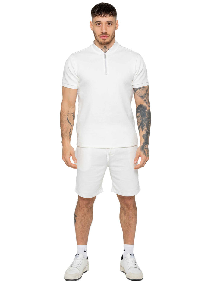 Enzo Jeans Adriano Waffle T-Shirt And Shorts Set - Off White