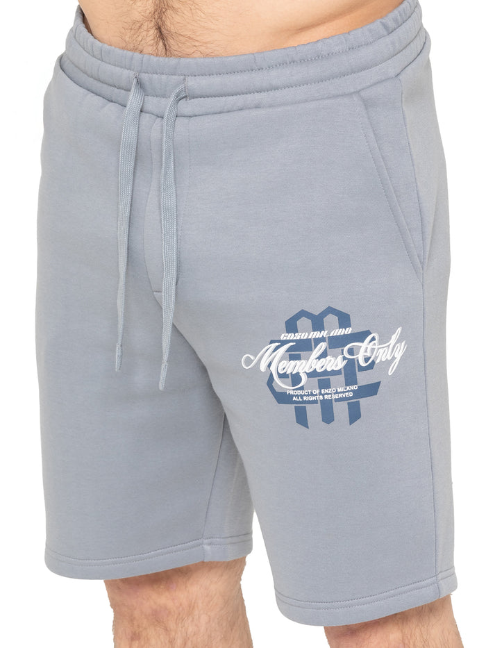 Enzo Jeans Amadeo Members Graphic Shorts - Coastal Blue